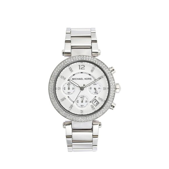 Michael Kors Parker Stainless Steel and Pavé Crystal Watch - Picture 1 of 5
